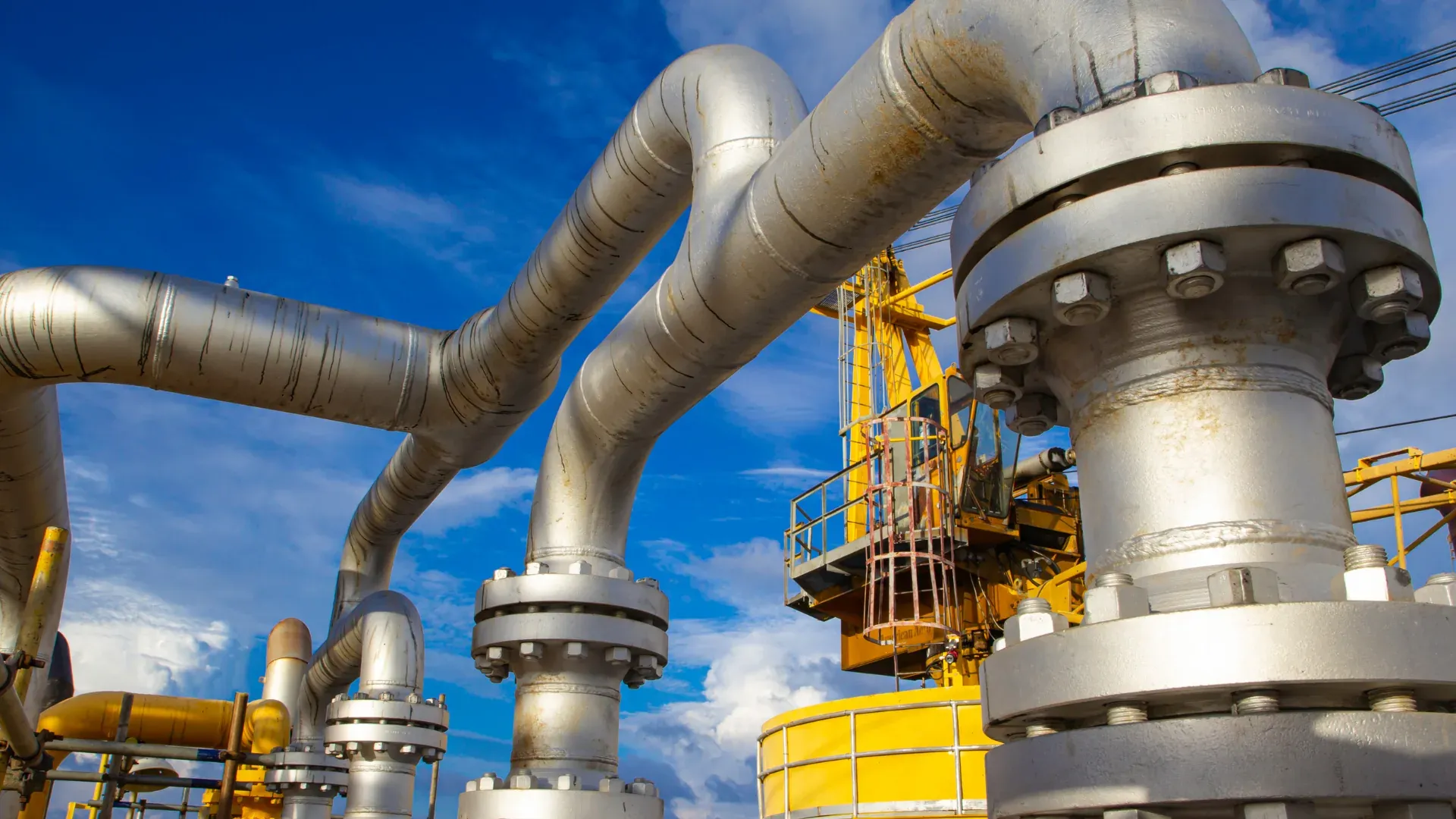 Industrial pipework at a mineral processing plant