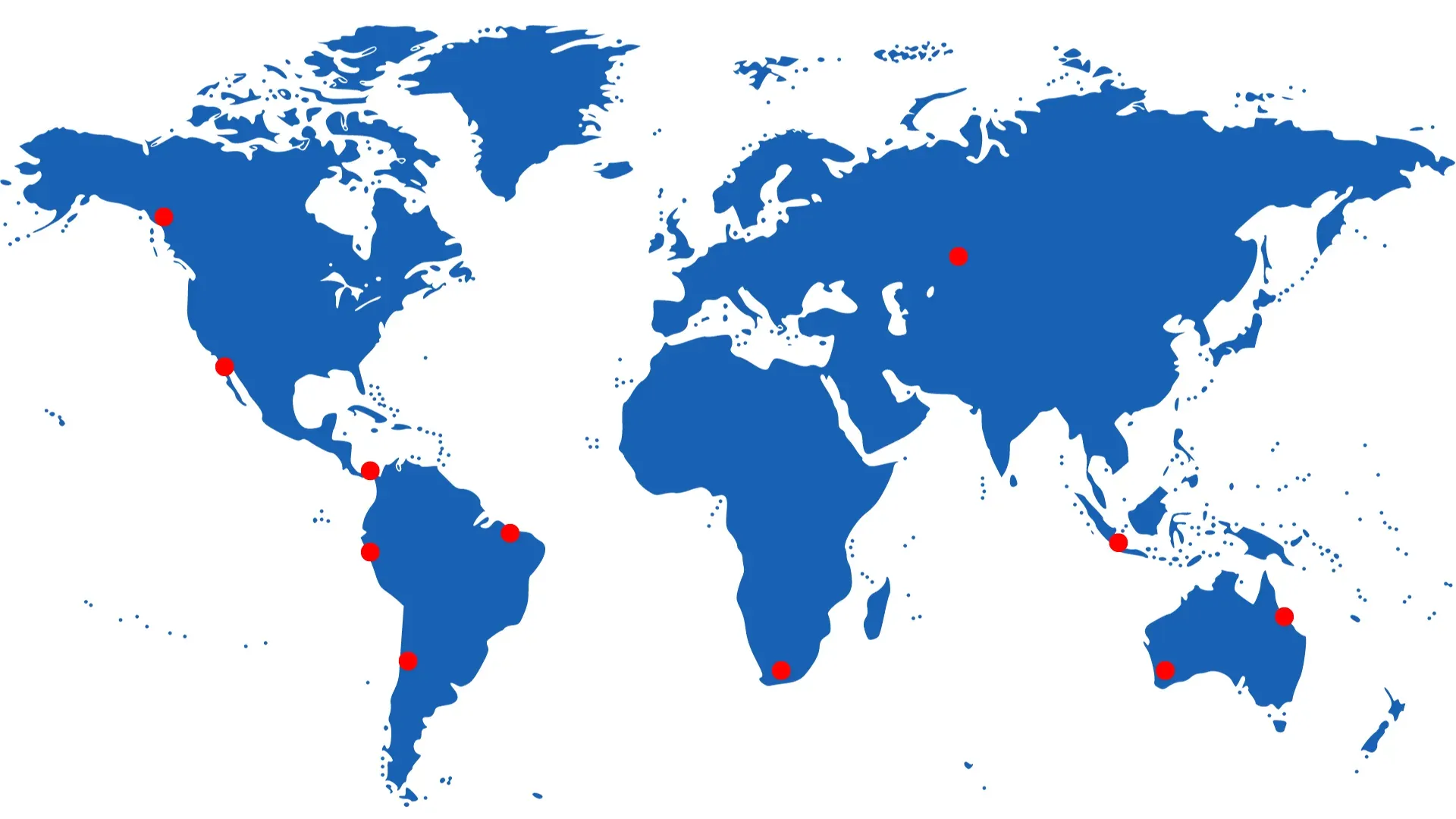 World map showing 2CENSOR distributor locations marked with red dots
